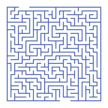 Maze shape design element. There is one entrance and exit and one correct pat Illustrazione stock