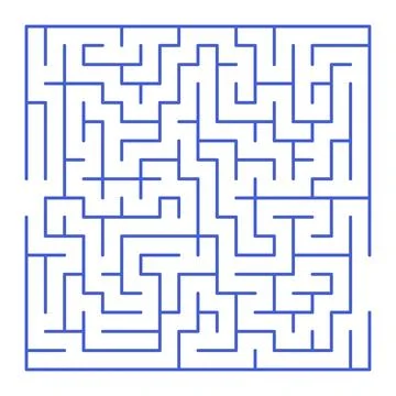 Maze shape design element. There is one entrance and exit and one correct pat Illustrazione stock