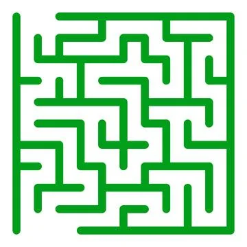 Maze shape design element. There is one entrance and exit and one correct pat Illustrazione stock