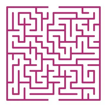 Maze shape design element. There is one entrance and exit and one correct p.. Illustrazione stock