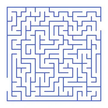 Maze shape design element. There is one entrance and exit and one correct p.. Illustrazione stock