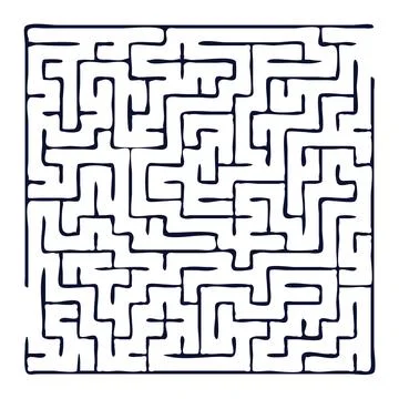 Maze shape design element. There is one entrance and exit and one correct p.. 스톡 일러스트