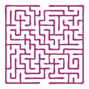 Maze shape design element. There is one entrance and exit and one correct pat Illustrazione stock