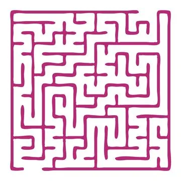 Maze shape design element. There is one entrance and exit and one correct pat Illustrazione stock