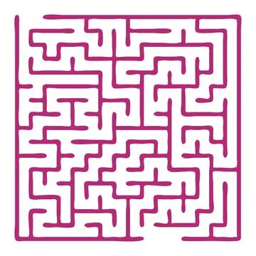 Maze shape design element. There is one entrance and exit and one correct pat Stock Illustration