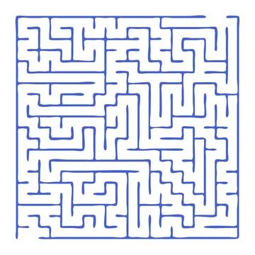 Maze shape design element. There is one entrance and exit and one correct p.. Illustrazione stock