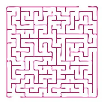 Maze shape design element. There is one entrance and exit and one correct p.. Stock Illustration