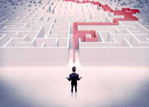 Maze solved for businessman concept Stock Photos