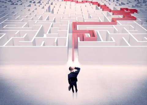 Maze solved for businessman concept Stock Photos