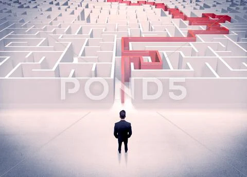Maze solved for businessman concept Stock Photos