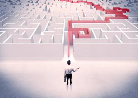 Maze solved for businessman concept Stock Photos