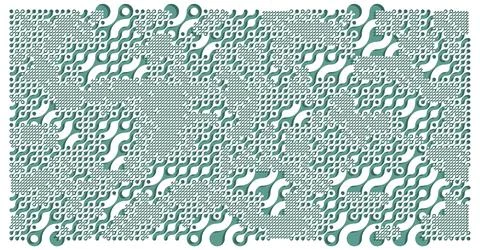 Maze like spotted detailed abstract pattern. Green colored volumetric shapes Stock Illustration