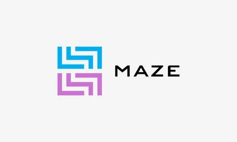 Maze square concept logo vector minimalist design labyrinth line symbol cre.. Illustrazione stock