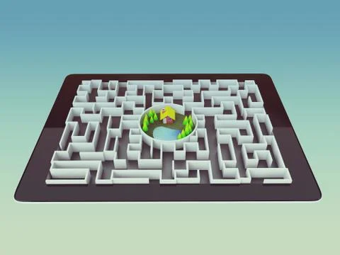 Maze Strategy Success Solution Determination Direction Concept Stock Illustration