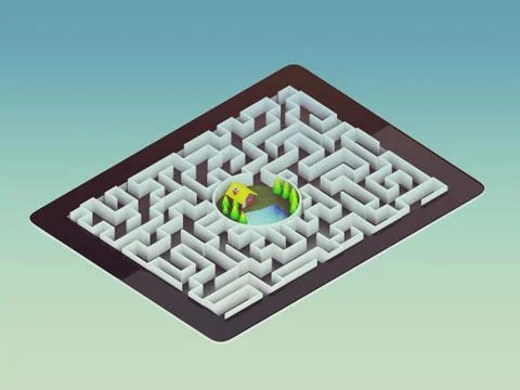 Maze Strategy Success Solution Determination Direction Concept Stock Illustration