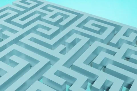 A maze surrounded by walls. 3D rendering. Stock Illustration