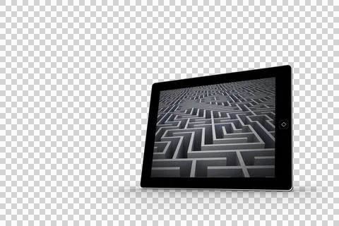 Maze on tablet screen Illustrazione stock