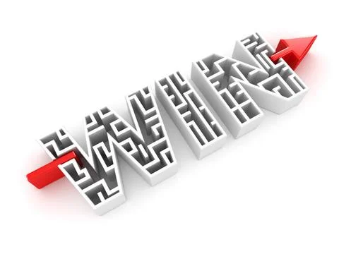 Maze with Text - Win Maze with Text - Win , This is a 3d Rendered Computer... Stock Photos