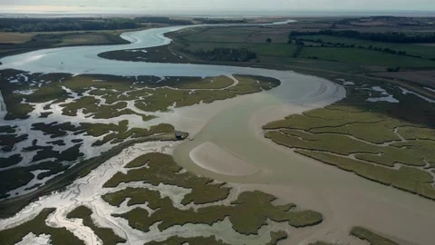 Maze of twisting channels and river inlets Stock Footage 206578795