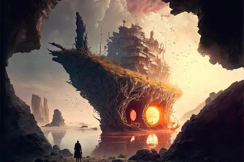 A Maze In A Volcano Stock Illustration