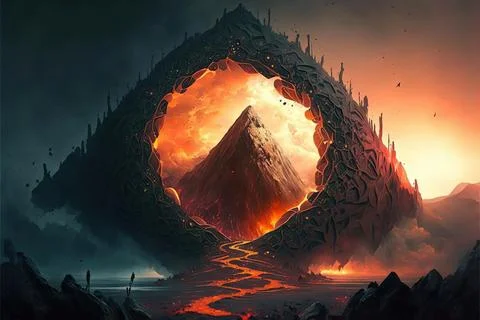 A Maze In A Volcano Stock Illustration