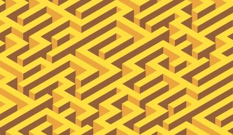 The maze, yeloow labyrinth - endless Stock Illustration