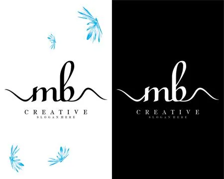 Mb, bm handwriting script font letter logo design template vector Illustrazione stock