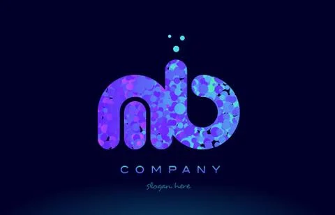 Mb m b bubble circle dots pink blue alphabet letter logo icon vector Stock Illustration