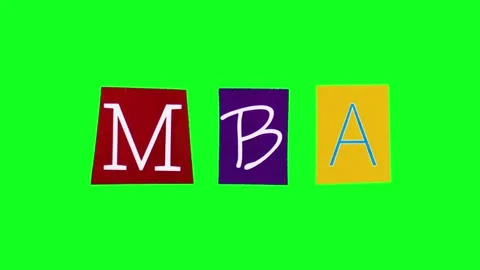 MBA acronym compiled from rectangle pieces of paper moving against chroma key Stock Footage 316001433
