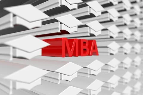 MBA concept blurred background 3d render illustration Stock Illustration