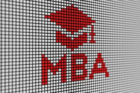 MBA text scoreboard blurred background 3d illustration Stock Illustration