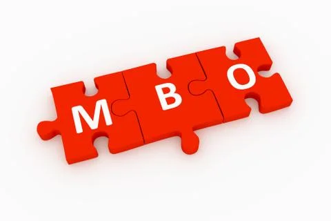 MBO puzzle concept white background 3D render illustration Stock Illustration
