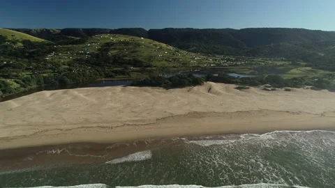 Mbotyi Transkei drone pull back Stock Footage 155680809