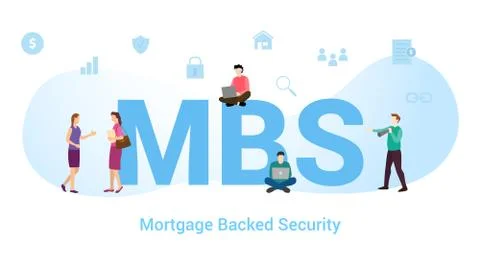 Mbs mortgage backed security concept with big word or text and team people wi Stock Illustration