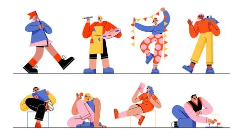 Mbti concept, people with different mindset types Stock Illustration