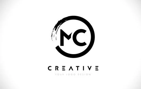MC Circular Letter Logo with Circle Brush Design and White Background. Stock-Illustration