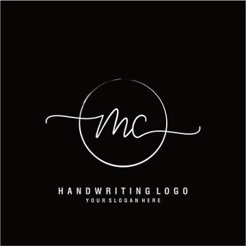 MC Initial handwriting logo design Stock Illustration