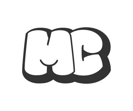 MC logo, bubble comic lettering, rounded in graffiti style black and white .. イラスト素材