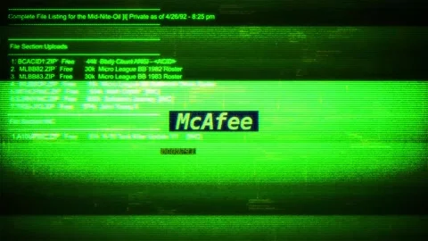McAfee on digital screen message on computer screens Stock Footage 317056865