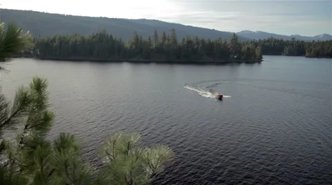 McCall boating on the Payette Lake Stock Footage 40540998