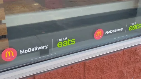 McDelivery Uber Eats Signage Stock Footage 159834779
