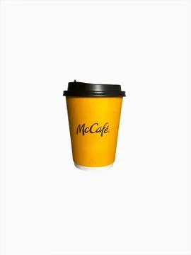McDonald McCafe drink cup isolated on white background 写真素材