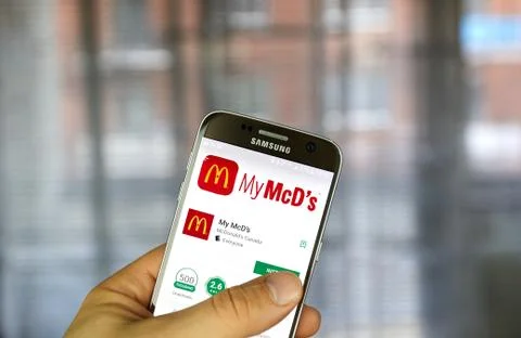 McDonald's android application on Samsung S7 Stockfoto's