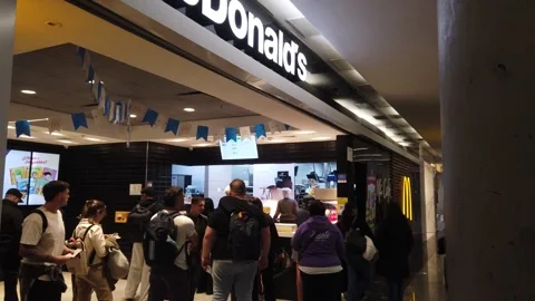 McDonalds Fast Food Restaurant Queue of Customers at Counter Buenos Aires Stock Footage 337936354