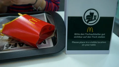 McDonalds Food And Table Service Display Stock Footage 104513853