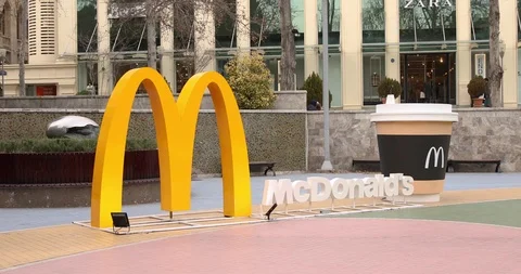 McDonald's logo on the ground Stock Footage 124408831