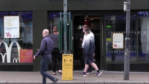 McDonalds opens 15 stores for takeaway deliveries Stock Footage 148555761