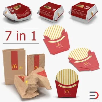 Mcdonalds Packaging Collection 3D Model