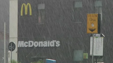 McDonald's sign, rain. Stock Footage 9903705