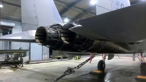 McDonnell Douglas F-15 Eagle. Starting and Running a Jet Engine Stock Footage 121890011